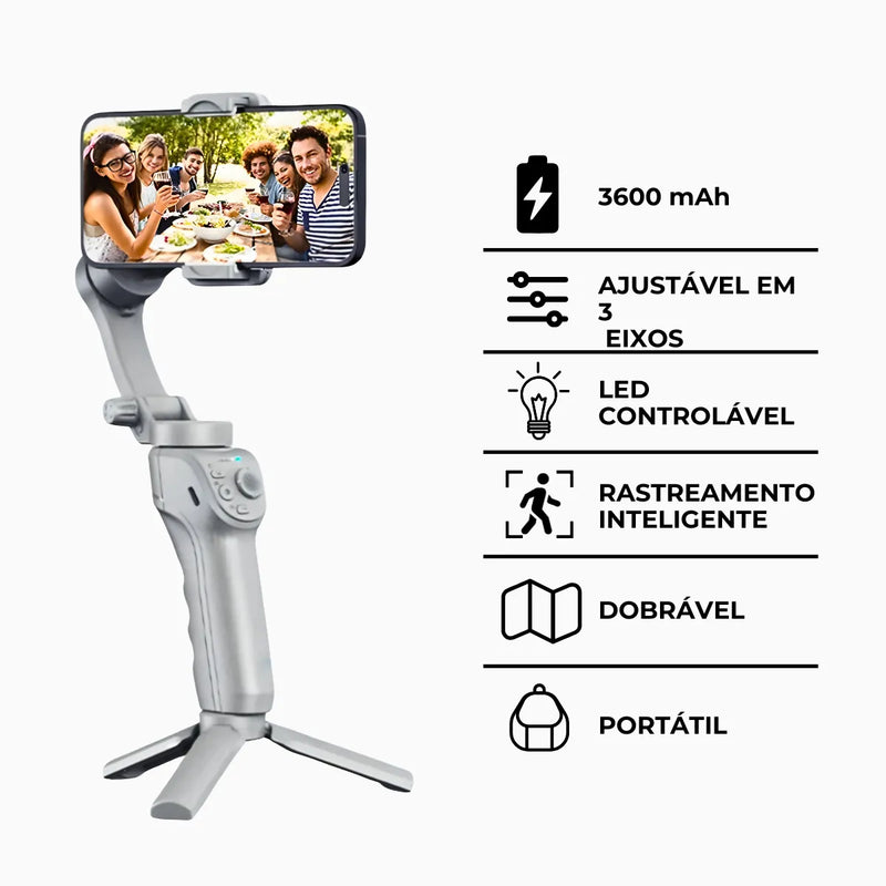 Estabilizador Gimbal 3 Eixos Portátil Com Rastreamento IA